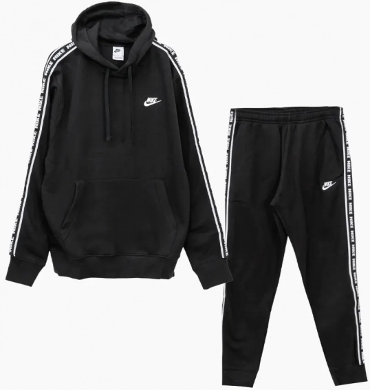 Спортивний костюм чоловічий Nike Club Fleece Graphics Hooded Track Suit Black FB7296-010 фото 1 — інтернет-магазин Tapok