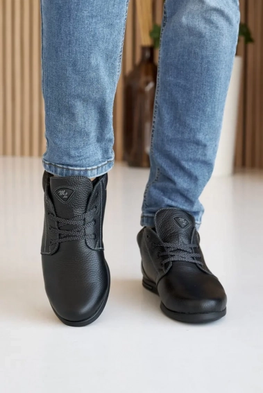 Мужские ботинки кожаные зимние черные Milord ТЮ на меху фото 2 — интернет-магазин Tapok