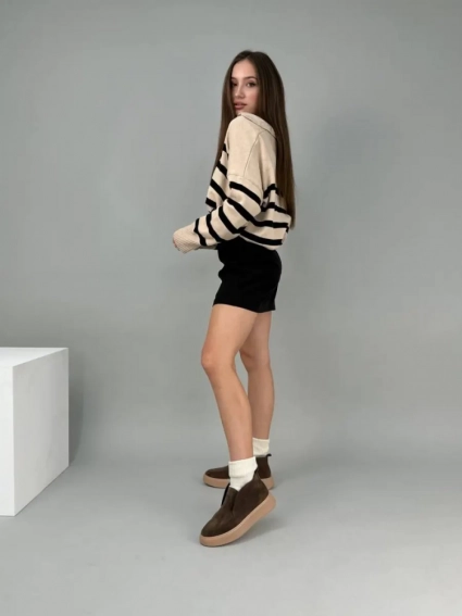 Лоферы женские замшевые коричневого цвета фото 5 — интернет-магазин Tapok