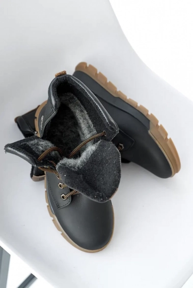 Подростковые ботинки кожаные зимние черно-бежевые Nivas П 4 фото 6 — интернет-магазин Tapok