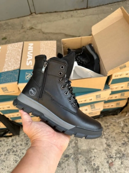 Підліткові черевики шкіряні зимові чорні-сірі Nivas П 4 фото 2 — інтернет-магазин Tapok