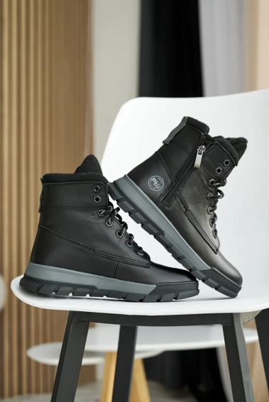 Подростковые ботинки кожаные зимние черные-серые Nivas П 4 фото 7 — интернет-магазин Tapok