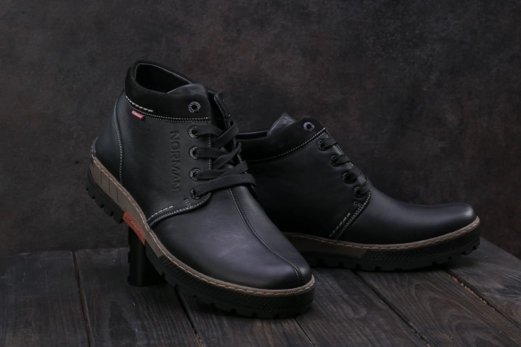 Мужские ботинки кожаные зимние черные Norman 158 фото 1 — интернет-магазин Tapok
