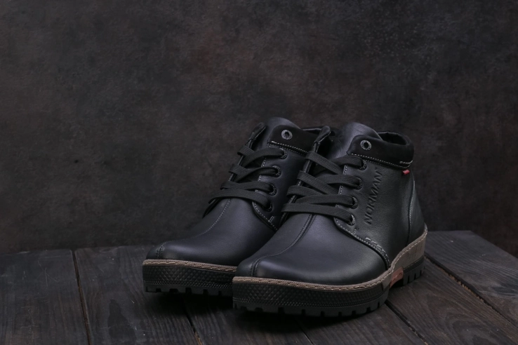 Мужские ботинки кожаные зимние черные Norman 158 фото 2 — интернет-магазин Tapok