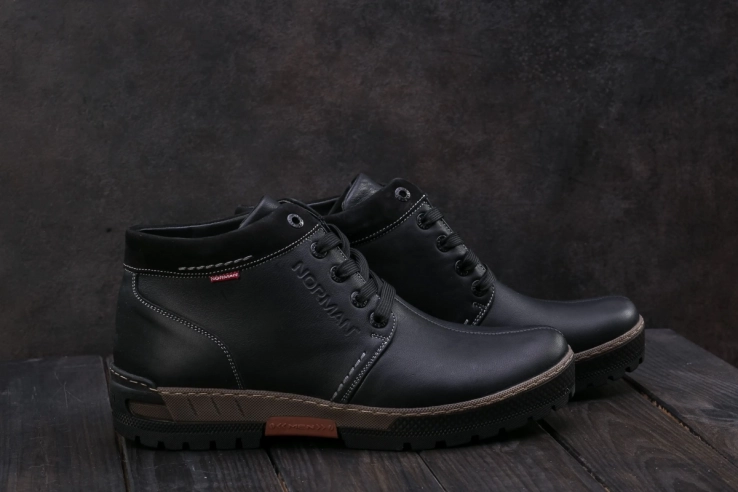 Мужские ботинки кожаные зимние черные Norman 158 фото 3 — интернет-магазин Tapok