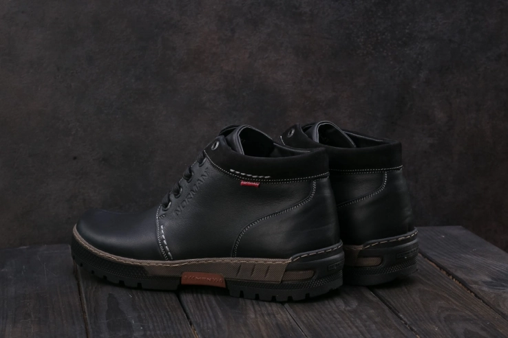 Мужские ботинки кожаные зимние черные Norman 158 фото 4 — интернет-магазин Tapok