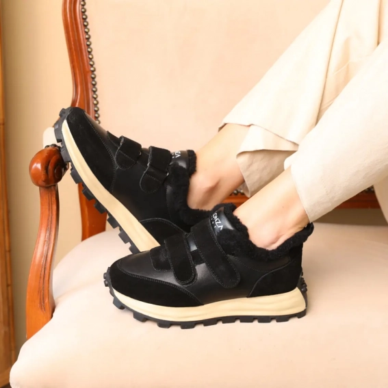 Кроссовки кожаные с мехом 586753 Черные фото 7 — интернет-магазин Tapok