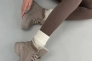 Кросівки жіночі шкіра флотар кольору латте зі вставками замші зимові Фото 13