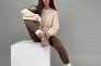 Кросівки жіночі шкіра флотар кольору латте зі вставками замші зимові Фото 16