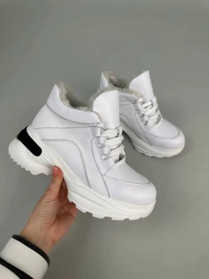 Кросівки жіночі шкіряні білого кольору зимові фото 13 — інтернет-магазин Tapok