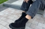 Ботинки женские замшевые черного цвета низкий ход зимние Фото 3