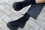Ботинки женские замшевые черного цвета низкий ход зимние Фото 5