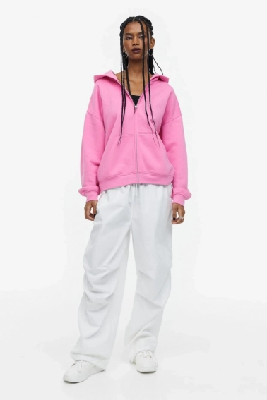 Толстовка H&M Oversized Hooded Jacket Pink 1131631004 фото 2 — інтернет-магазин Tapok