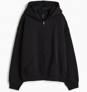 Толстовка H&M Oversized Hooded Jacket Black 1131631003