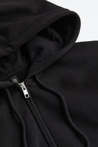 Толстовка H&M Short Hooded Jacket Black 1113968001 фото 3 — інтернет-магазин Tapok