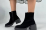 Ботинки женские замшевые черные на каблуках демисезонные Фото 2