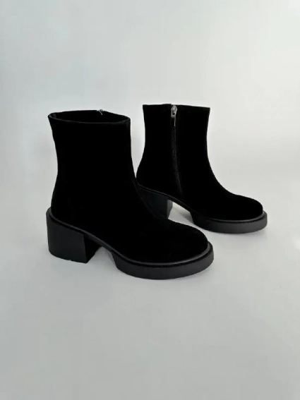 Ботинки женские замшевые черные на каблуках демисезонные фото 11 — интернет-магазин Tapok