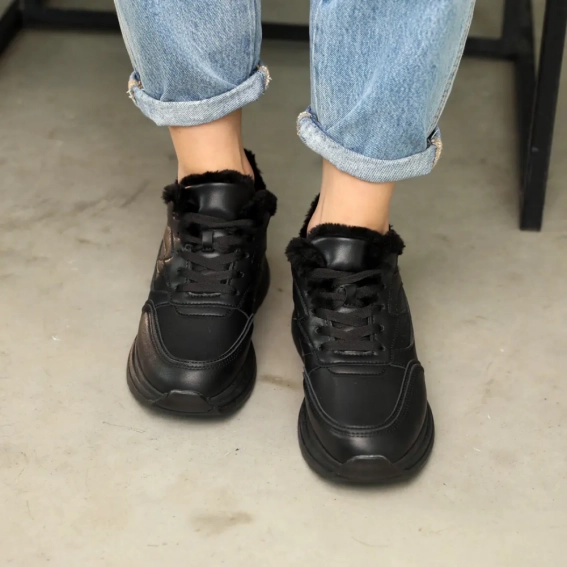 Кросівки жіночі зимові 586626 Чорні фото 3 — інтернет-магазин Tapok