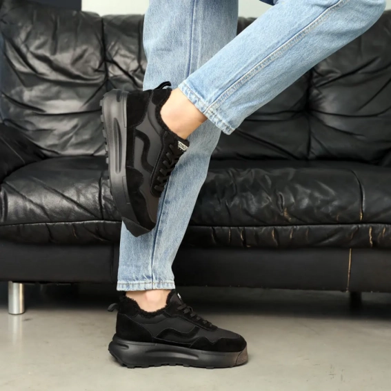 Кроссовки кожаные с мехом 586940 Черные фото 6 — интернет-магазин Tapok
