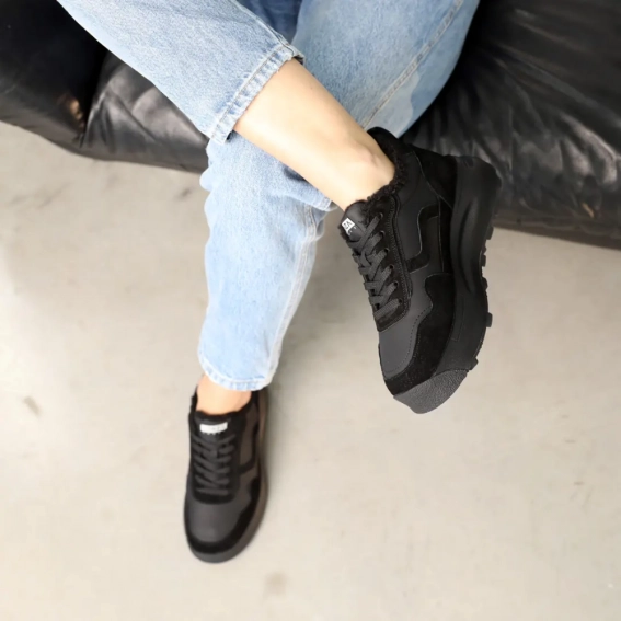 Кроссовки кожаные с мехом 586940 Черные фото 7 — интернет-магазин Tapok