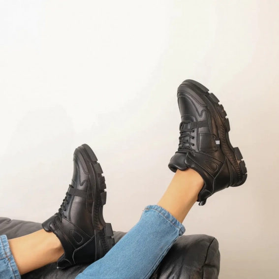 Кроссовки кожаные с мехом 586582 Черные фото 6 — интернет-магазин Tapok