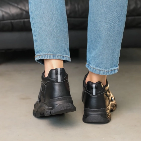 Кроссовки кожаные с мехом 586582 Черные фото 9 — интернет-магазин Tapok