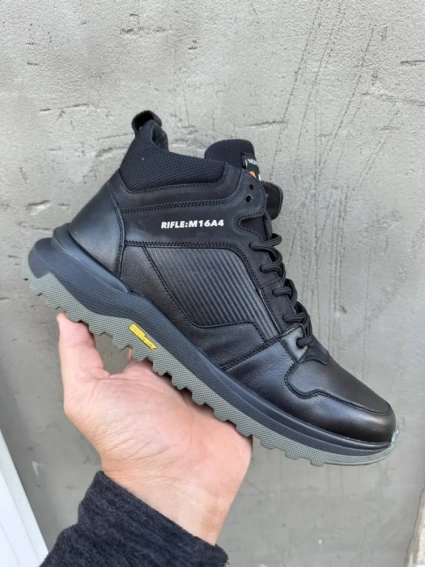 Мужские ботинки кожаные зимние черные Norman 206 фото 2 — интернет-магазин Tapok