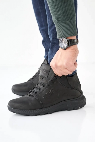 Мужские ботинки кожаные зимние черные CrosSAV 23-54 фото 5 — интернет-магазин Tapok
