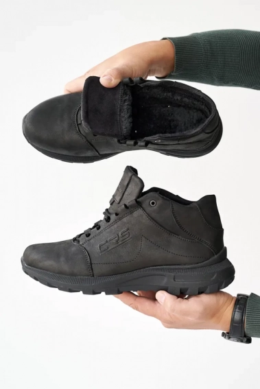 Мужские ботинки кожаные зимние черные CrosSAV 23-54 фото 9 — интернет-магазин Tapok