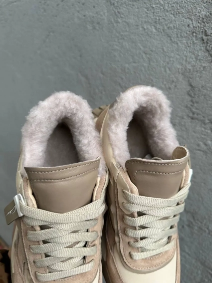 Женские кроссовки кожаные зимние молочные Yuves 809 мех фото 4 — интернет-магазин Tapok
