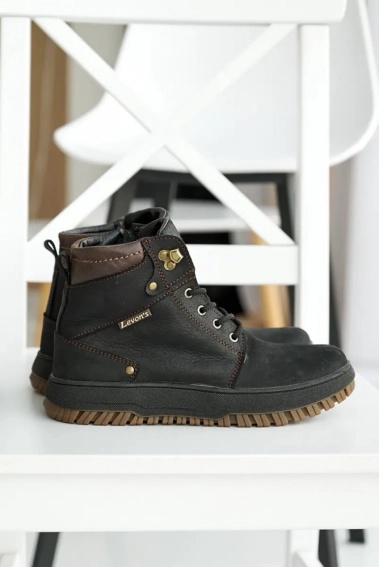Підліткові черевики шкіряні зимові чорні Levons 816 фото 2 — інтернет-магазин Tapok