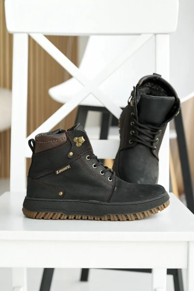 Подростковые ботинки кожаные зимние черные Levons 816 фото 3 — интернет-магазин Tapok