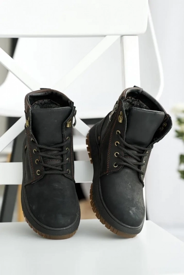 Подростковые ботинки кожаные зимние черные Levons 816 фото 4 — интернет-магазин Tapok