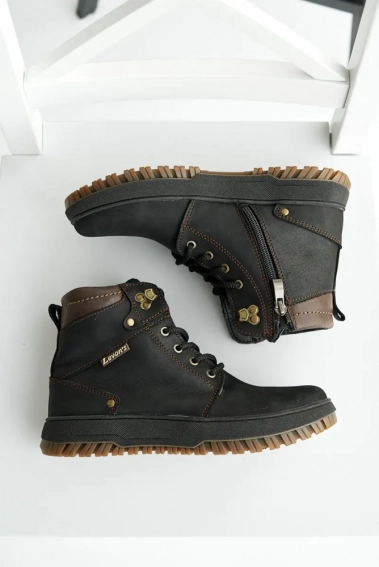 Підліткові черевики шкіряні зимові чорні Levons 816 фото 5 — інтернет-магазин Tapok