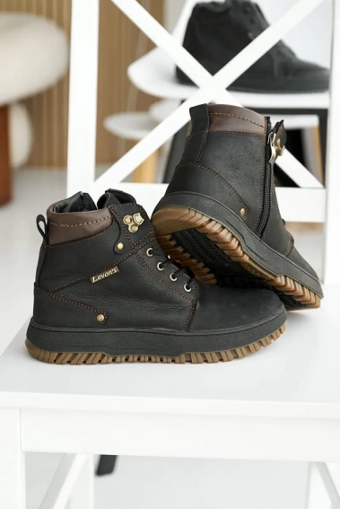 Подростковые ботинки кожаные зимние черные Levons 816 фото 7 — интернет-магазин Tapok