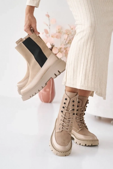 Женские ботинки кожаные зимние бежевые Emirro Бж 62,2-505 фото 4 — интернет-магазин Tapok