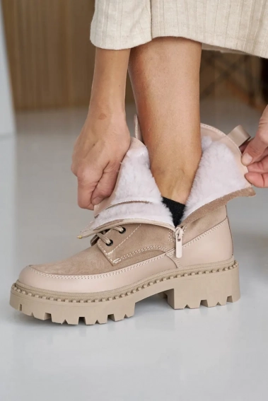 Жіночі черевики шкіряні зимові бежеві Emirro Бж 62,2-505 фото 5 — інтернет-магазин Tapok