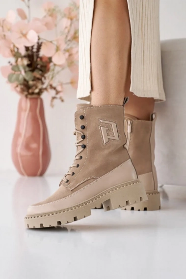 Женские ботинки кожаные зимние бежевые Emirro Бж 62,2-505 фото 1 — интернет-магазин Tapok