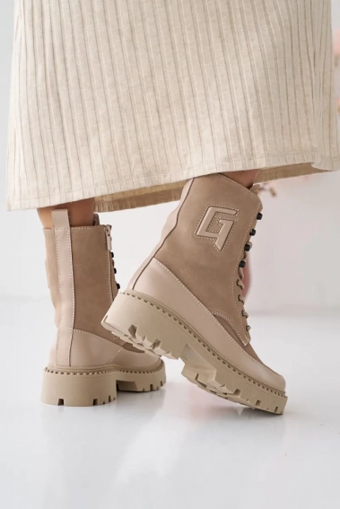 Женские ботинки кожаные зимние бежевые Emirro Бж 62,2-505 фото 7 — интернет-магазин Tapok