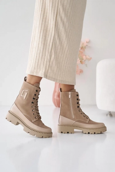 Женские ботинки кожаные зимние бежевые Emirro Бж 62,2-505 фото 9 — интернет-магазин Tapok