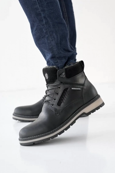 Мужские ботинки кожаные зимние черные Riccone 222 фото 3 — интернет-магазин Tapok
