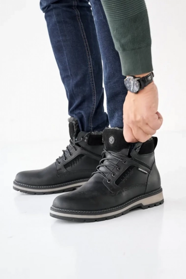 Мужские ботинки кожаные зимние черные Riccone 222 фото 6 — интернет-магазин Tapok