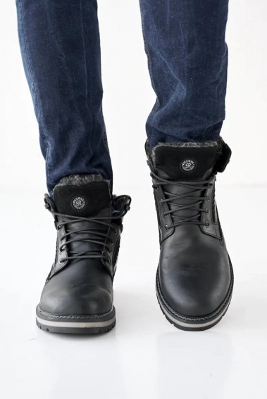 Мужские ботинки кожаные зимние черные Riccone 222 фото 7 — интернет-магазин Tapok