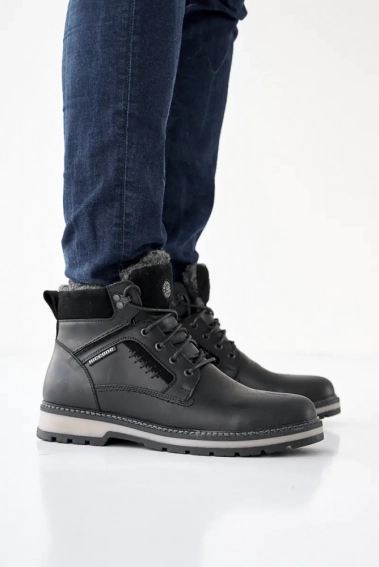 Мужские ботинки кожаные зимние черные Riccone 222 фото 8 — интернет-магазин Tapok