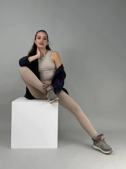 Кросівки жіночі шкіряні сірі зі вставками замші зимові фото 9 — інтернет-магазин Tapok
