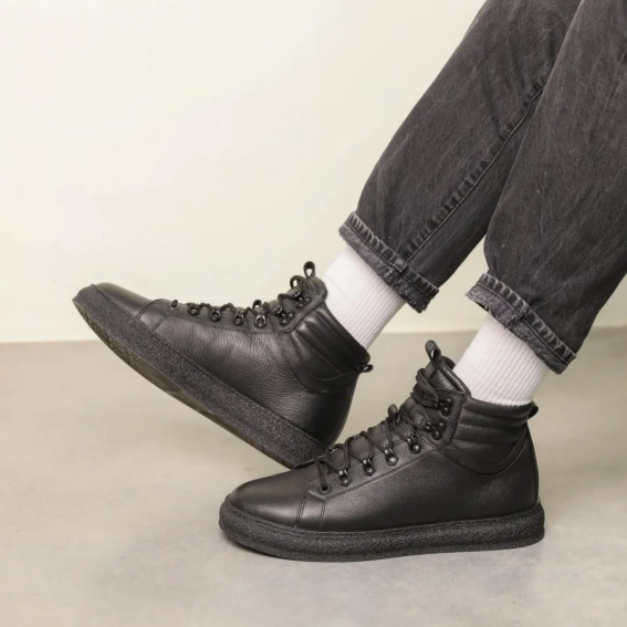 Ботинки кожаные зимние 587168 Черные фото 1 — интернет-магазин Tapok