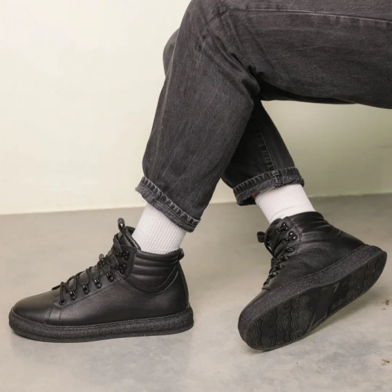 Ботинки кожаные зимние 587168 Черные фото 2 — интернет-магазин Tapok