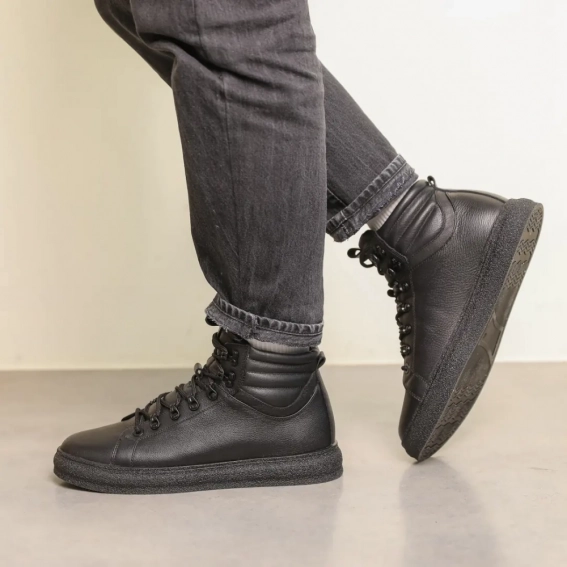 Ботинки кожаные зимние 587168 Черные фото 4 — интернет-магазин Tapok