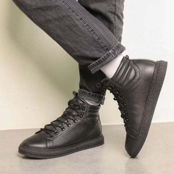 Ботинки кожаные зимние 587168 Черные фото 10 — интернет-магазин Tapok