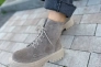 Ботинки женские замшевые цвета латте низкий ход зимние Фото 2